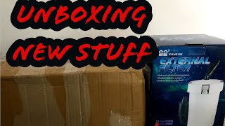 Unboxing SunSun 603b Canister Filter  Unboxing Seiryu Rocks  Buying Aquarium Items Online [upl. by Ardnuassak]