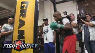 Floyd Mayweather vs Canelo Alvarez Floyd Mayweather Heavy Bag Workout HD [upl. by Ative]