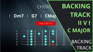 Guitar Backing Track  II V I  2 5 1 in C Major 98BPM [upl. by Hidie]