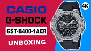 Casio GShock GSteel GSTB4001AER Unboxing 4K [upl. by Rabkin]