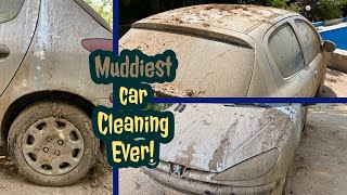 Deep cleaning a flooded peugeot 206muddiest everinsane satisfying disaster detail transformation [upl. by Miguela923]