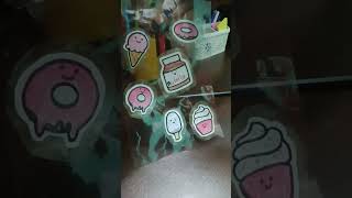 homemade cute stickers tutorialStickers making Sticker drawing [upl. by Aneeram57]