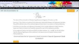 Heteroscedasticity Detection using Spearmans Rank Correlation Test urdu [upl. by Letta110]