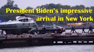 President Bidens helicopters land in New York City with incredible security 🇺🇸 in place [upl. by Malorie171]