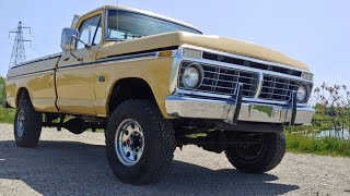 1975 Ford F250 Highboy Start Up and Rev [upl. by Viole578]