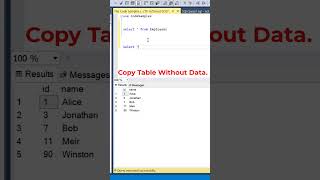 SQL Trick to Copy a Table Without Data datascience programming coding [upl. by Eireva]