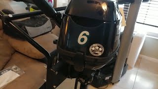 2018 Tohatsu 6hp outboard unboxing and initial break in [upl. by Ruhnke]