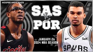 San Antonio Spurs vs Portland Trail Blazers Full Game Highlights  Jan 26  2024 NBA Season [upl. by Inessa]