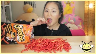 ASMR XXTRA HOT CHEETOS  Eating Sounds [upl. by Aicemat]