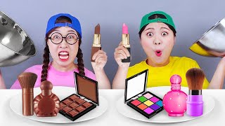 Real Makeup VS Chocolate Makeup Challenge 초콜릿 화장품 챌린지 DONA 도나 [upl. by Goldstein275]