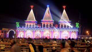 Kapil Muni temple illuminated brightly at night [upl. by Furey]