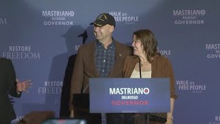 Doug Mastriano appears in front of supporters on election night [upl. by Poucher]