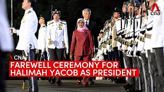 Farewell ceremony for Halimah Yacob as Singapore President at Istana [upl. by Hayyim]