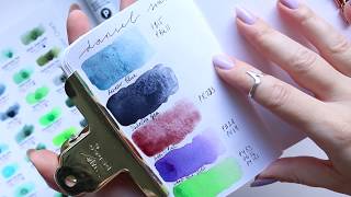 Daniel Smith Swatches Lunar Blue Sodalite Gen Potters Pink Cobalt Blue Violet Spring Green [upl. by Raseda]