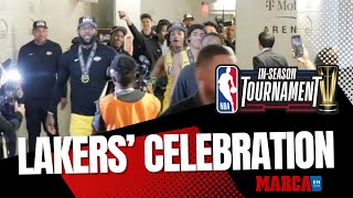 The Lakers celebrations in the locker room after winning the NBA InSeason Tournament Championship🏆 [upl. by Ingeberg]