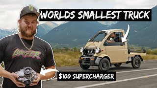 Testing a 100 SUPERCHARGER from TEMU on the WORLDS SMALLEST TRUCK [upl. by Dovev970]