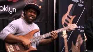 Victor Wooten at Fodera booth  NAMM 2014 [upl. by Niwrehs]