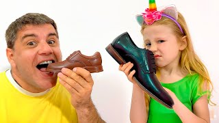 Nastya e papà in una casa divertente piena di cioccolatini e caramelle  Serie di video per bambini [upl. by Kcirddehs]