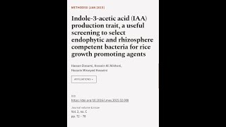 Indole3acetic acid IAA production trait a useful screening to select endophytic   RTCLTV [upl. by Nacnud]