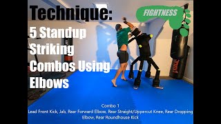 Technique  5 Standup Striking Combos Using Elbows  Fightness MMA [upl. by Anizor]