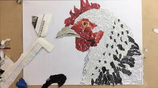 How made a hen collage by 8 years old  Tearing art [upl. by Granese]