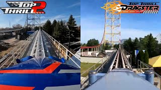 Top Thrill Dragster vs Top Thrill 2  Side by Side Launch Comparison [upl. by Tennek]