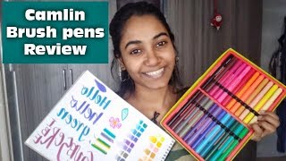 Camlin Brush Pens Review  How to Use The best bush pens for Lettering  Bhavna Kumar [upl. by Eillim]