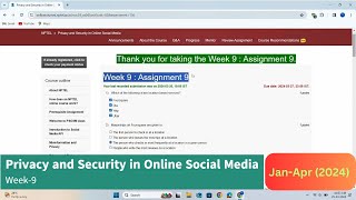 Privacy and Security in Online Social Media Week9 AssignmentQuiz  JanApr 2024  Solutions [upl. by Euqina]