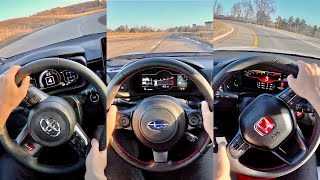 2023 GR Corolla vs BRZGR86 vs Civic Type R  What’s more fun POV Comparison [upl. by Seek768]