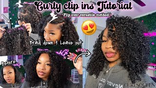 WATER CURLY 3A3B CLIP IN EXTENSIONS TUTORIAL Flip over Versatile Method  FtCurlsQueen [upl. by Ardnuek]