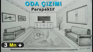 ODA ÇİZİMİ TEK NOKTALI PERSPEKTİF İÇ MEKAN ÇİZİMİ  HOW TO DRAW a ROOM WITH 1 POINT PERSPECTIVE [upl. by Haniraz259]