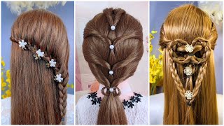 simple hairstyle for wedding function  hairstyle for girls  trendy hairstyle for long hair [upl. by Einnol588]