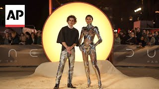 Zendaya Timothée Chalamet shine at Dune Part Two London premiere [upl. by Deonne]