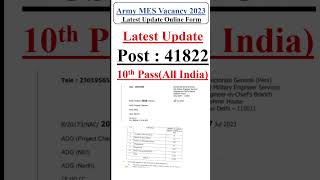 Army MES Vacancy 2023  Army MES Apply Online Form 2023 Latest Update  Army MES Recruitment 2023 [upl. by Ajim724]