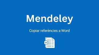 Copiar referències de Mendeley a MS Word [upl. by Dobson3]