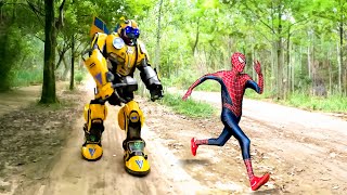 Homem Aranha e o Monstro Transformers Robô Aranha Histórias de SUPER HERÓIS [upl. by Hamirak]