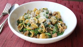 “One Pan” Orecchiette Pasta with Sausage and Arugula  How to Cook Pasta amp Sauce in One Pan [upl. by Glick]