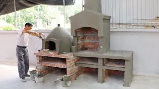 Build a multipurpose wood stove from beautiful red bricks [upl. by Kceb]