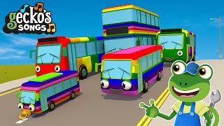 Rainbow Buses Everywhere  Nursery Rhyme amp Kids Songs  Geckos Garage  Bus Songs  123s amp Colors [upl. by Annaillil255]