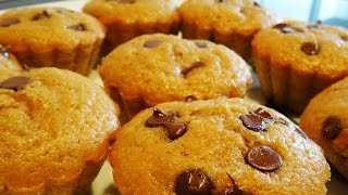 MUFFINS DE PLATANO CON PEPITAS DE CHOCOLATE  Receta 76  MAGDALENAS DE PLATANO Y CHOCOLATE [upl. by Aurie]