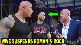 Roman Reigns amp The Rock Suspended by WWE as Triple H Punishes Them for Cody Rhodes Attack  WWE News [upl. by Llecrup12]