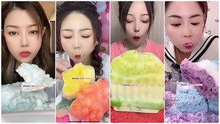 ASMR COLORED FOAM ICE EATING 💜 amp COLORFUL CRUNCHY ICE amp FLUFFY ICE EATING amp SUN GIRL amp BUZ YEMEK [upl. by Wind]