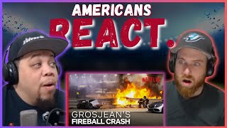 AMERICAN REACTS TO GROSJEANS INSANE FIREBALL CRASH EMOTIONAL  REAL FANS SPORTS [upl. by Chrystal177]