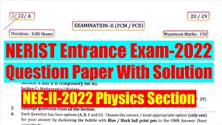 NERIST2 NEE22022 Questions Paper with Solutions [upl. by Judye252]