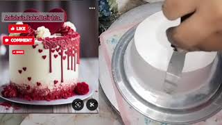 Red velvet perfect 1 kg cake customise less cream cake कम क्रीम से केक कैस बनाएं without cheese cake [upl. by Esilenna]