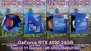 Intel Core i9 9900K vs 10900K vs 12900K vs 13900K  RTX 4090  Test in 11 Games  4K3840x2160 [upl. by Scevor322]