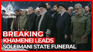 Iran Supreme Leader Khamenei leads prayers at Soleimani funeral [upl. by Tsew969]