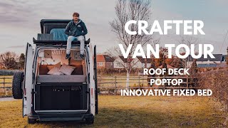 2 STOREY Crafter Van Tour w INNOVATIVE FULL SIZED bed amp ROOF DECK CHAIRS  Our biggest amp best yet [upl. by Ientruoc]