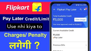 Flipkart Pay Later Charges and Penalty Pay Later limit increase Limit use nhi kiya to charge 🔥🔥 [upl. by Aissenav]