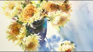 Watercolor Painting of Blooming Flowers watercolor flowers painting demo [upl. by Freda]